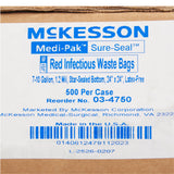 McKesson Biohazard Waste Bag Biohazard Symbol / Infectious Waste 7 to 10 gal. Red 24 X 24 Inch (177459_CS) 500/CS