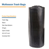 McKesson Trash Bag 56 gal. Black LLDPE 1.5 mil 43 X 47 Inch Star Seal Bottom Coreless Roll (1137659_CS) 100/CS
