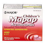 Mapap® Children's Pain Relief / Fever Reducer 160 mg Strength Acetaminophen Chewable Tablet 24 per Box (1237777_BX) 24/BX