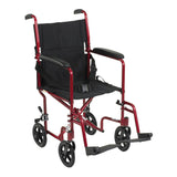 McKesson Transport Chair 19 Inch Seat Width Full Length Arm Swing-Away Footrest Aluminum Frame with Red Finish (1128901_EA) 1/EA