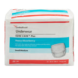 Sure Care™ Plus Unisex Adult Absorbent Underwear Pull On with Tear Away Seams Small / Medium Disposable Heavy Absorbency (409347_CS) 80/CS