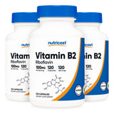 nutricost® Vitamin B2 Riboflavin Dietary Supplement Vitamin B2 100 mg Strength Capsule 120 Per Bottle (1270259_BT) 1/BT