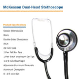 McKesson General Exam Stethoscope Black 1-Tube 22 Inch Tube Double Sided Chestpiece (1007587_EA) 1/EA
