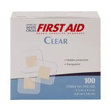 American® White Cross Adhesive Spot Bandage 1-1/2 X 1-1/2 Inch Plastic Square Sheer Sterile (869575_BX) 1/BX