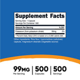 nutricost® Dietary Supplement Potassium Citrate 99 mg Strength Capsule 500 Per Bottle (1270256_BT) 1/BT