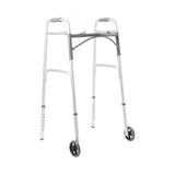McKesson Dual Release Folding Walker with Wheels Adjustable Height Aluminum Frame 350 lbs. Weight Capacity 32 to 39 Inch Height (1076176_EA) 1/EA