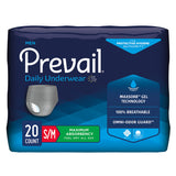 Prevail® Daily Underwear Male Adult Absorbent Underwear Pull On with Tear Away Seams Small / Medium Disposable Heavy Absorbency (889079_BG) 20/BG