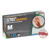 NitriDerm® Ultra Orange™ Exam Glove Medium NonSterile Nitrile Standard Cuff Length Fully Textured Orange Chemo Tested / Fentanyl Tested (780242_BX) 100/BX