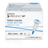 McKesson Prevent® HP Safety Lancet 28 Gauge Retractable Push Button Activation Finger (1217988_BX) 100/BX