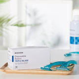 McKesson Personal Razor with Lubricating Strip Single Edge Triple Blade NonSterile Disposable (628717_BX) 10/BX