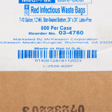 McKesson Biohazard Waste Bag Biohazard Symbol / Infectious Waste 7 to 10 gal. Red 24 X 24 Inch (177459_CS) 500/CS