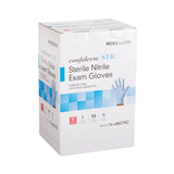 McKesson Confiderm® STR Exam Glove Small Sterile Pair Nitrile Standard Cuff Length Textured Fingertips Blue Not Rated (1065405_PR) 1/PR