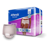 Attends® Discreet Female Adult Absorbent Underwear Pull On with Tear Away Seams Large Disposable Heavy Absorbency (1039111_BG) 18/BG