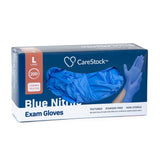 CareStock™ Exam Glove Large NonSterile Nitrile Standard Cuff Length Textured Fingertips Blue Chemo Tested (1230898_BX) 200/BX
