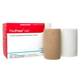 FlexPress2 Lite™ 2 Layer Compression Bandage System 4 Inch X 3-4/5 Yard / 4 Inch X 5-1/2 Yard Self-Adherent Closure Tan / White NonSterile Standard Compression (1178168_BX) 1/BX