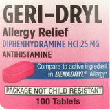Geri-Dryl Allergy Relief 25 mg Strength Tablet 100 per Bottle (873289_CS) 12/CS