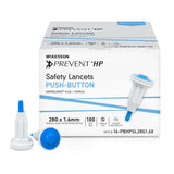 McKesson Prevent® HP Safety Lancet 28 Gauge Retractable Push Button Activation Finger (1217988_BX) 100/BX
