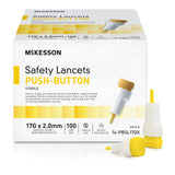 McKesson Safety Lancet 1.5 mm Blade Retractable Push Button Activation Finger (1217989_BX) 100/BX