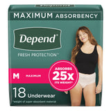 Depend® Fresh Protection Female Adult Absorbent Underwear Waistband Style Medium Disposable Heavy Absorbency (1090305_PK) 18/PK