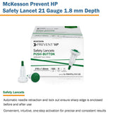 McKesson Prevent® HP Safety Lancet 21 Gauge Retractable Push Button Activation Finger (1217984_BX) 100/BX