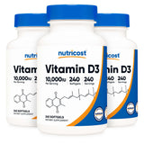 nutricost® Dietary Supplement Vitamin D3 10,000 IU Strength Softgel 240 Per Bottle (1270248_BT) 1/BT