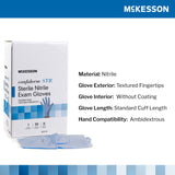 McKesson Confiderm® STR Exam Glove Large Sterile Pair Nitrile Standard Cuff Length Textured Fingertips Blue Not Rated (1065407_CS) 200/CS