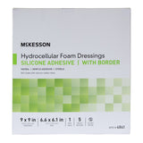 McKesson Foam Dressing 9 X 9 Inch With Border Waterproof Film Backing Silicone Gel Adhesive Sacral Sterile (1238306_BX) 5/BX