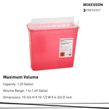 McKesson Prevent® Sharps Container Translucent Red Base 10-3/4 H X 10-1/2 W X 4-3/4 D Inch Horizontal Entry 1.25 Gallon (881399_BX) 10/BX