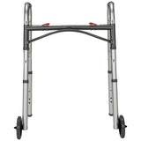 McKesson Dual Release Folding Walker with Wheels Adjustable Height Aluminum Frame 350 lbs. Weight Capacity 25 to 32-1/4 Inch Height (1088077_CS) 1/CS