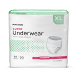 McKesson Unisex Adult Absorbent Underwear Pull On with Tear Away Seams X-Large Disposable Moderate Absorbency (1123834_CS) 56/CS