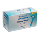 DawnMist® Triple Play™ Personal Razor with Lubricating Strip Single Edge Triple Blade NonSterile Disposable (514816_BX) 10/BX
