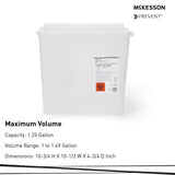 McKesson Prevent® Sharps Container Translucent Base 10-3/4 H X 10-1/2 W X 4-3/4 D Inch Horizontal Entry 1.25 Gallon (855126_EA) 1/EA