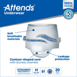 Attends® Care Unisex Adult Absorbent Underwear Pull On with Tear Away Seams Medium Disposable Heavy Absorbency (771656_CS) 80/CS
