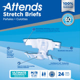 Attends® Stretch Unisex Adult Incontinence Brief Medium / Regular Disposable Heavy Absorbency (980213_BG) 24/BG