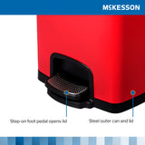 McKesson Trash Can 32 Quart / 8 gal. Red Metal Square (1223682_EA) 1/EA