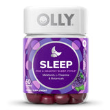 OLLY® Sleep Dietary Supplement L-Theanine / Melatonin / Botanicals 100 mg - 3 mg - 16 to 17 mg Strength Gummy 50 per Bottle Blackberry Zen Flavor (1228383_BT) 1/BT
