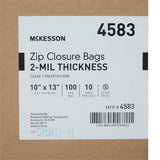 McKesson Reclosable Bag 10 X 13 Inch Polyethylene Clear Zipper Closure (864520_CS) 10/CS