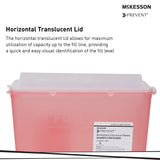 McKesson Prevent® Sharps Container Translucent Red Base 10-3/4 H X 10-1/2 W X 4-3/4 D Inch Horizontal Entry 1.25 Gallon (881399_BX) 10/BX