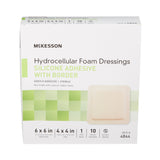 McKesson Foam Dressing 6 X 6 Inch With Border Film Backing Silicone Gel Adhesive Square Sterile (886433_BX) 10/BX