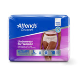 Attends® Discreet Female Adult Absorbent Underwear Pull On with Tear Away Seams Large Disposable Heavy Absorbency (1039111_CS) 72/CS