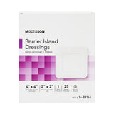 McKesson Barrier Island Composite Dressing 4 X 4 Inch Square Sterile Water Resistant Film Backing (488920_BX) 25/BX