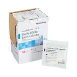 McKesson Confiderm® STR Exam Glove Small Sterile Pair Nitrile Standard Cuff Length Textured Fingertips Blue Not Rated (1065405_BX) 50/BX