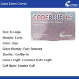 CODEBLUE® PF Exam Glove X-Large NonSterile Latex Extended Cuff Length Fully Textured Blue Not Rated (546243_CS) 10/CS