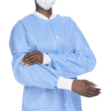 O&M Halyard Inc Lab Jacket Blue X-Large Hip Length 3-Layer SMS Disposable (130627_CS) 24/CS