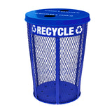 Blue Expanded Metal Outdoor Recycling Bin with Liner (5197) Each