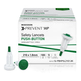 McKesson Prevent® HP Safety Lancet 21 Gauge Retractable Push Button Activation Finger (1217984_BX) 100/BX