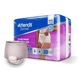 Attends® Discreet Female Adult Absorbent Underwear Pull On with Tear Away Seams Medium Disposable Heavy Absorbency (1039110_CS) 80/CS