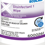 Ecolab® Disinfectant 1 Surface Disinfectant Cleaner Bactericidal Manual Pull Wipe 220 Count Canister Sweet Scent NonSterile (1186249_CS) 2640/CS
