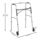 McKesson Dual Release Folding Walker with Wheels Adjustable Height Steel Frame 350 lbs. Weight Capacity 32 to 39 Inch Height (1128909_EA) 1/EA