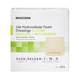 McKesson Lite Thin Foam Dressing 4 X 4 Inch With Border Film Backing Silicone Gel Adhesive Square Sterile (1083090_EA) 1/EA